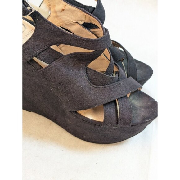 Kelsi Dagger Black Wedge Strap‎ Sandal Womens Size 8 - Picture 11 of 15